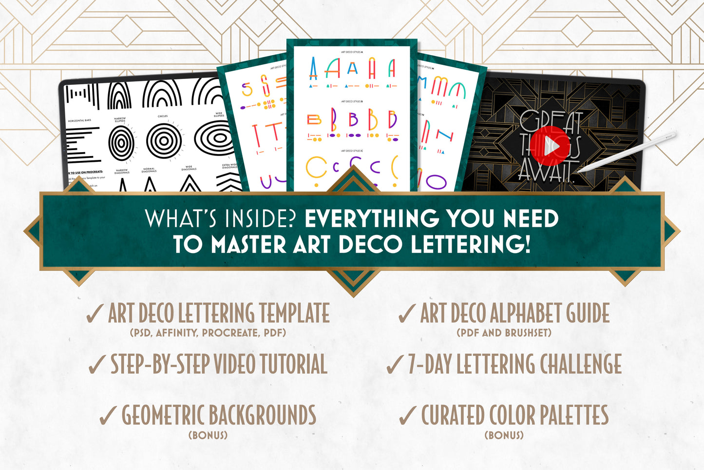 Modern Art Deco Lettering Toolkit