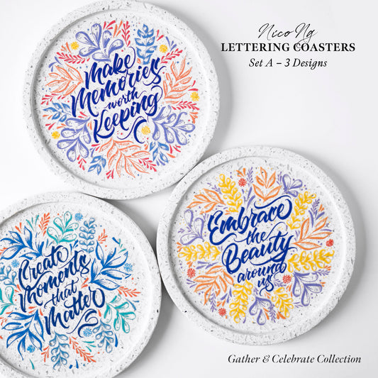 Gather and Celebrate: Set A – 3 Coasters