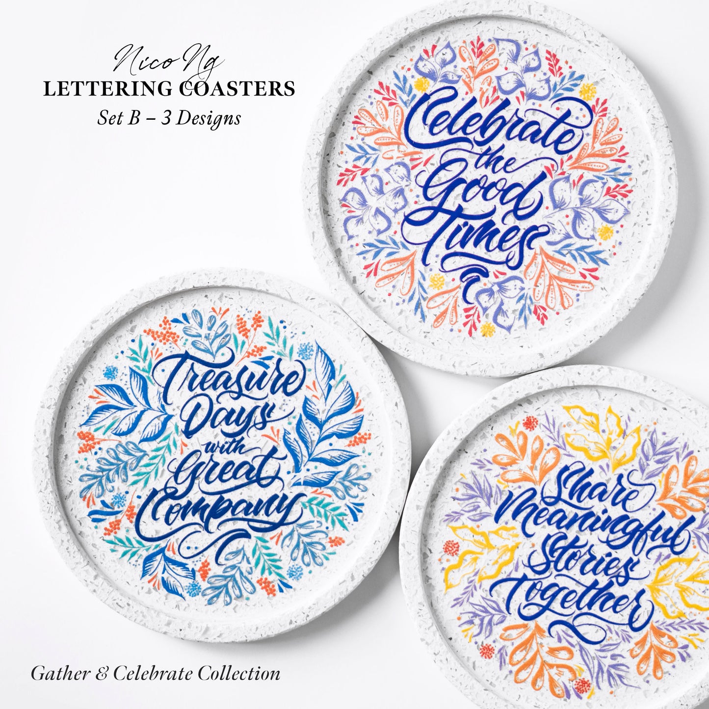 Gather and Celebrate: Set B – 3 Coasters