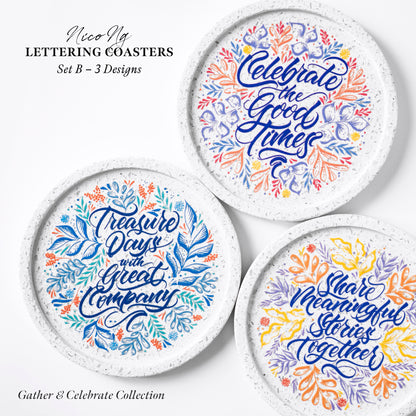 Gather and Celebrate: Set B – 3 Coasters