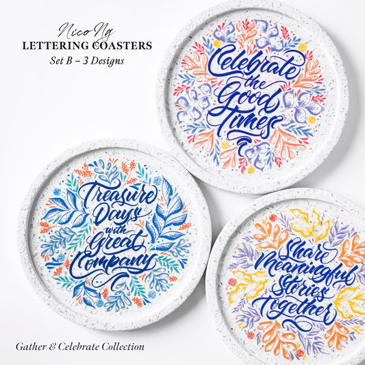 Gather and Celebrate: Set B – 3 Coasters