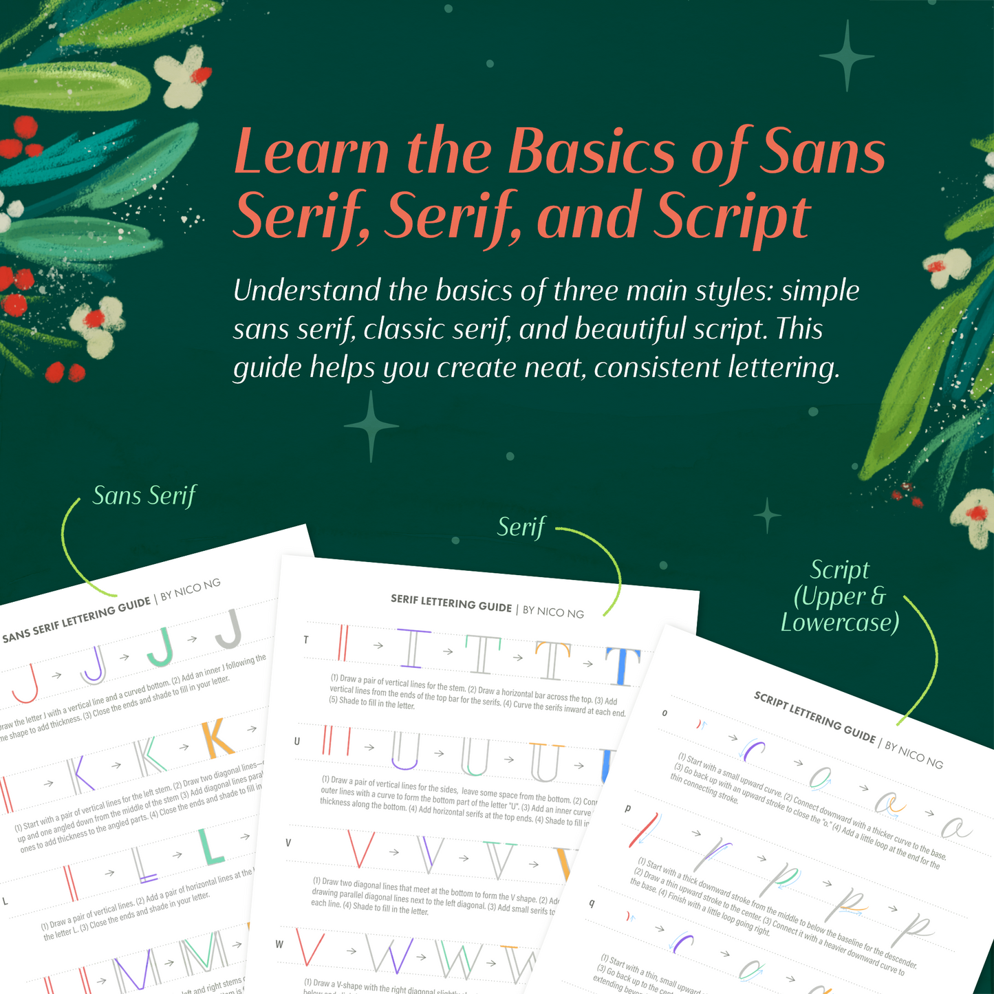 A to Z Beginner’s Guide to Lettering: Master Sans Serif, Serif & Script Styles