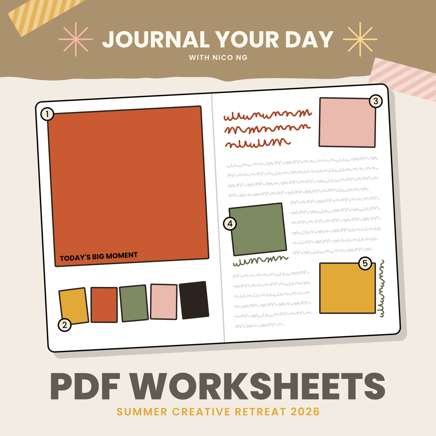 Journal Your Day Workshop Worksheets | Summer Creative Retreat 2026