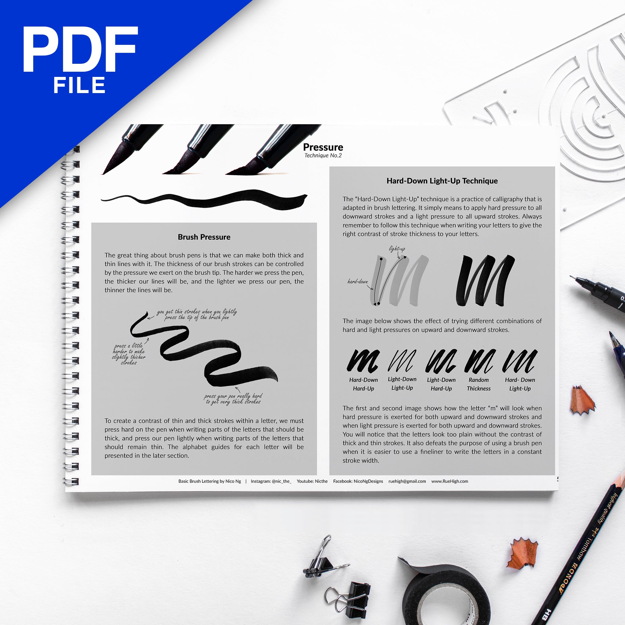 [PDF] Brush Lettering Workbook by Nico Ng